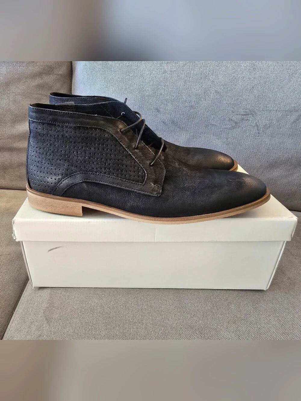NIB Steve Madden Kain Men's Black Lace-Up Chukka Boots - EU45 US11.5